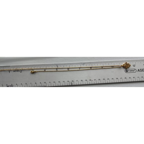 Gold Plated Hamsa Hand Pendant Necklace With Intricate Filigree Design & Clear S - Picture 4 of 4